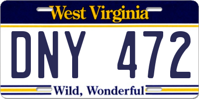 WV license plate DNY472