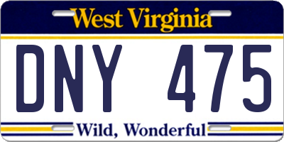WV license plate DNY475