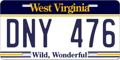 WV license plate DNY476