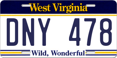 WV license plate DNY478
