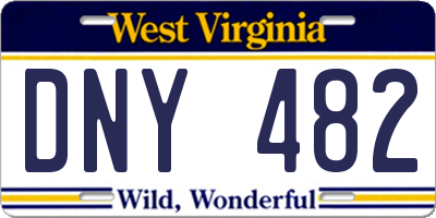 WV license plate DNY482