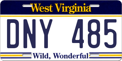 WV license plate DNY485