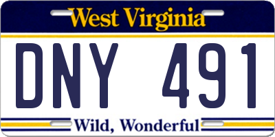 WV license plate DNY491