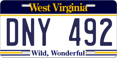 WV license plate DNY492