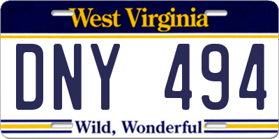 WV license plate DNY494