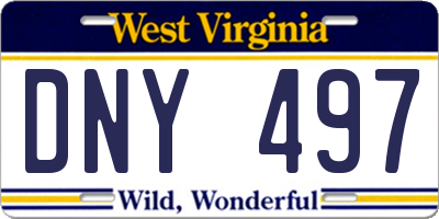 WV license plate DNY497