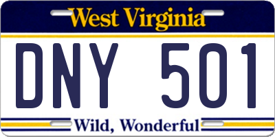 WV license plate DNY501