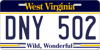 WV license plate DNY502