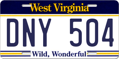 WV license plate DNY504
