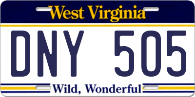 WV license plate DNY505