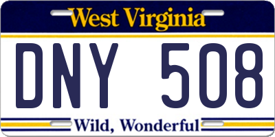 WV license plate DNY508