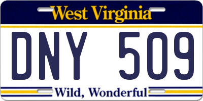 WV license plate DNY509