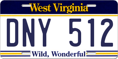 WV license plate DNY512
