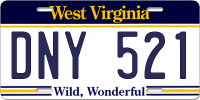 WV license plate DNY521