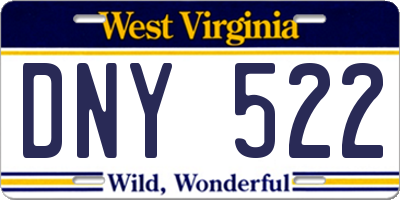 WV license plate DNY522