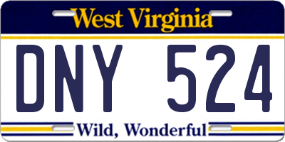WV license plate DNY524