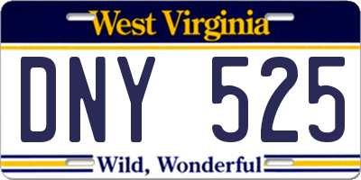WV license plate DNY525