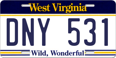 WV license plate DNY531