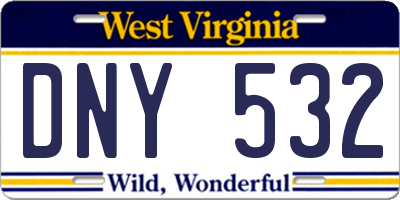 WV license plate DNY532