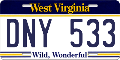 WV license plate DNY533