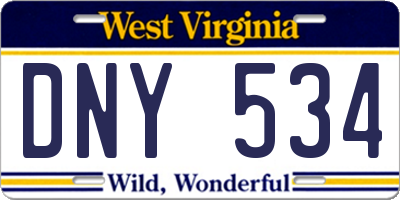 WV license plate DNY534