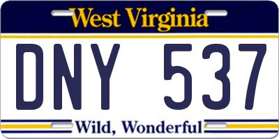 WV license plate DNY537
