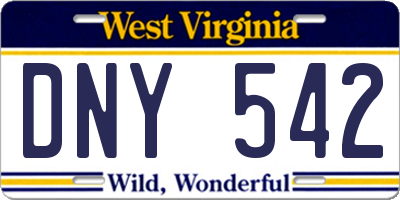WV license plate DNY542