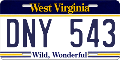 WV license plate DNY543
