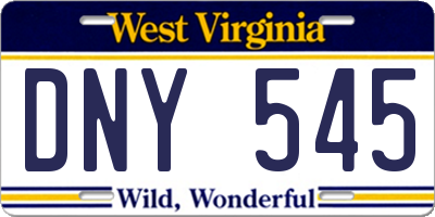 WV license plate DNY545