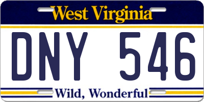 WV license plate DNY546