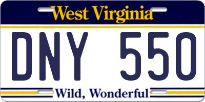 WV license plate DNY550