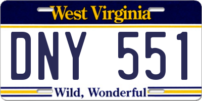 WV license plate DNY551