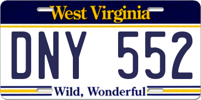 WV license plate DNY552