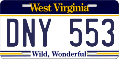 WV license plate DNY553