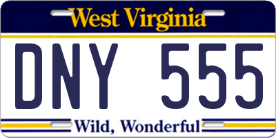 WV license plate DNY555