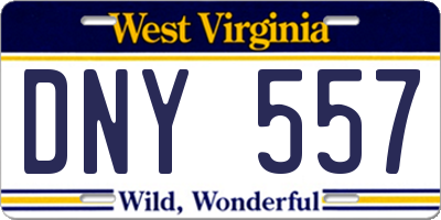 WV license plate DNY557