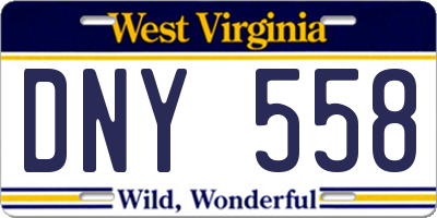 WV license plate DNY558