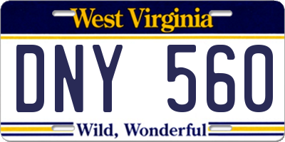 WV license plate DNY560