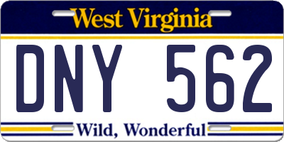 WV license plate DNY562