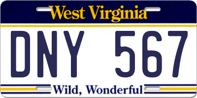WV license plate DNY567