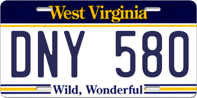 WV license plate DNY580