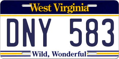 WV license plate DNY583