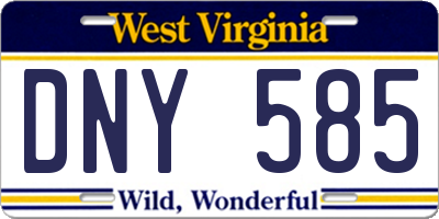 WV license plate DNY585