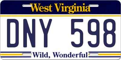 WV license plate DNY598