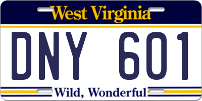 WV license plate DNY601