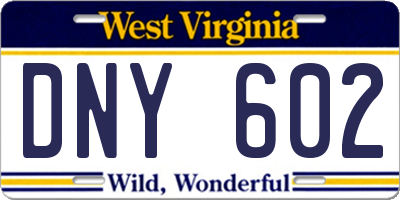 WV license plate DNY602