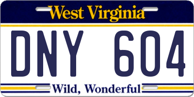 WV license plate DNY604