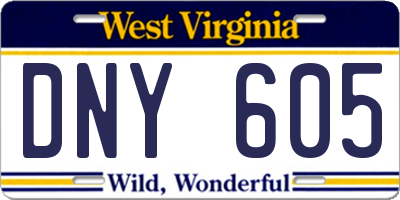 WV license plate DNY605