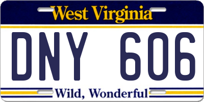 WV license plate DNY606