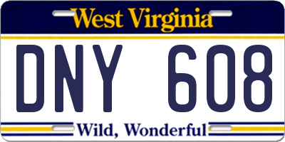 WV license plate DNY608